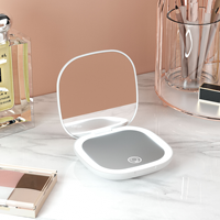 Miroir de maquillage pliable multifonctionnel personnalisé avec LED, loupe grossissante 5x haute définition et outils de retouche de maquillage