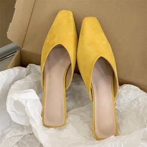 Mules confortables pour femme à bout carré, style vintage, à talon aiguille et bride cheville, pour l'extérieur, style simple - Product Image 2