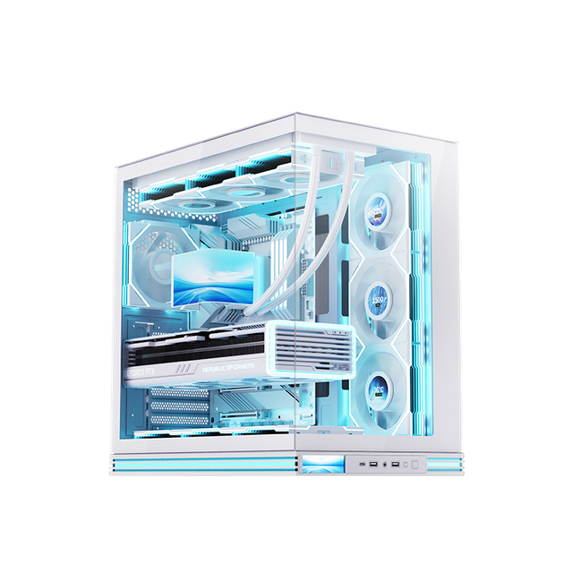 Jungle Leopard AX-2 ATX Full Tower PC Gaming Case ARGB Lantern Feet LCD Screen Tempered Glass 7-Slot Pillarless Design in Stock
