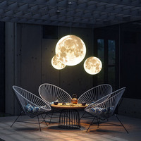 Lampe suspendue LED en forme de lune de style nordique, matériaux acryliques et PC, lumière chaude pour chambres d'enfants, bureaux et salles à manger