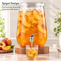 Distributeur de boissons en verre 8L avec robinet en acier inoxydable, pot à eau et jus transparent pour zone de repos de studio de fitness