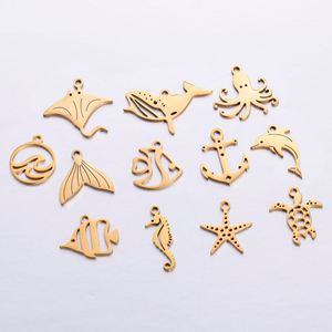 จี้ห้อยคอ สร้อยข้อมือ อุปกรณ์ทำเครื่องประดับ DIY สแตนเลส รูปหางปลา โลมา วาฬ ปลาดาว - Product Image 1