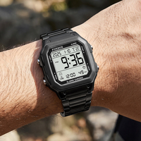 Montre numérique LED multifonction carrée noire FOXBOX FB0200 pour hommes, chronographe lumineux à lumière noire, prix de gros