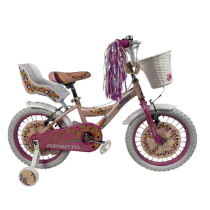 Bicicleta Infantil con Diseño Floral de 12, 14, 16 y 18 Pulgadas, de Una Velocidad, con Ruedas de Entrenamiento, Canasta de Plástico y Cuadro de Acero para Niñas - Product Image 1