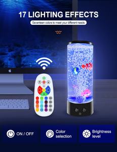 リモコン付き バブルフィッシュランプ、色が変化するLEDライト付き 動く魚のアクアリウム ナイトライト ノベルティギフト 50 12 15 0.5 - Product Image 3