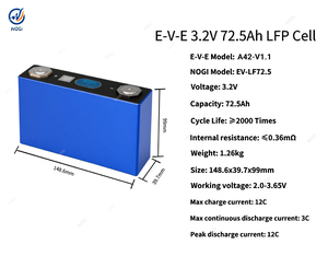 Batterie au phosphate de fer et de lithium EV E 3.2V 72.5Ah, cellule de batterie LiFePO4 à décharge constante 3C, haute puissance, longue durée de vie, batterie pour véhicule électrique - Product Image 2