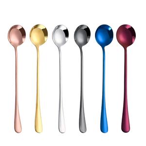 JYCYX Bộ Thìa Titan Mạ Vàng Nhiều Màu Thìa Quán <span class=keywords><strong>Bar</strong></span> Bằng Thép Không Gỉ Thìa Uống Kem Trà Cà Phê Cán Dài - Product Image 1