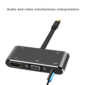 Hub USB C <span class=keywords><strong>5</strong></span> en 1 USB3.1/Type C vers <span class=keywords><strong>HDMI</strong></span>+VGA+Audio+USB3.0+Type C (4K*2K) - prend en charge l'affichage sur deux écrans simultanément - Product Image 5