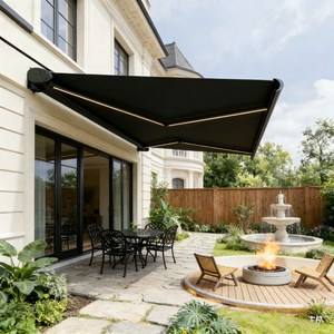 Auvent rétractable moderne à capteur de vent, pare-soleil extérieur motorisé, cassette complète, <span class=keywords><strong>bras</strong></span> pliable pour patio, balcon, terrasse - Product Image 2