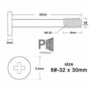 Hafl Thread 6 #-32x30mm de largo Phillips Tornillo de montaje de cabeza plana para caja de PC tarjeta de vídeo enfriador radiador ventilador de refrigeración por agua ordenador DIY - Product Image 6