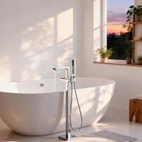 Mitigeur de baignoire noir moderne à poignée unique en laiton pour hôtels, avec cartouche céramique, ensemble de douche sur pied, jet doux ou puissant, garantie 5 ans