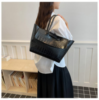Sac fourre-tout en cuir PU gaufré crocodile pour femme, avec rabat pliable et poignée supérieure, structuré, grande capacité, idéal pour le bureau