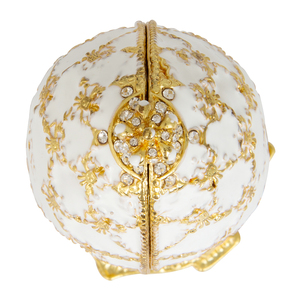 Œuf en émail bleu et blanc de <span class=keywords><strong>style</strong></span> <span class=keywords><strong>Fabergé</strong></span>, décoration couronne, cadeau d'anniversaire - Product Image 4