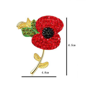 Bros Pin Bunga Poppy Berhiaskan Batu Rhinestone untuk Hari Peringatan, Souvenir Festival Peringatan - Product Image 2