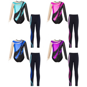 Conjunto de Leotardo Metálico con Pantalones para Niñas de 6 a 16 Años, para Gimnasia, Danza, Patinaje Artístico sobre Hielo, Entrenamiento y Competencias - Product Image 1