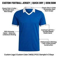 Jersey Sepak Bola Custom OEM Cepat Kering 100% Poliester Kerah Polo Kaos Sublimasi Seragam Klub Tim Pria MOQ Rendah