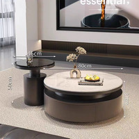 Table Basse de Rangement en Pierre Microcristalline de Luxe Léger Italien, Design Moderne et Durable avec Cadre en Bois pour Petits Salons