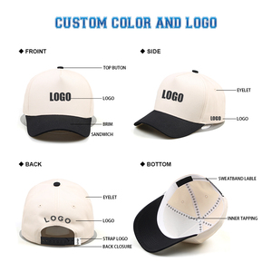 100% Cotton Men's Custom Embroidery Logo Rope 5 Panel Two Color Two Tone Hats <b>Cap</b> Baseball <b>Cap</b> - Product Image 2