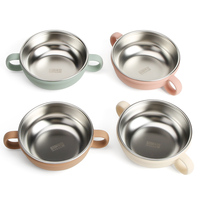 Bol pour bébé en acier inoxydable de qualité supérieure avec manchon en silicone, design incassable, ensemble empilable, durable, sans BPA, anti-fuite