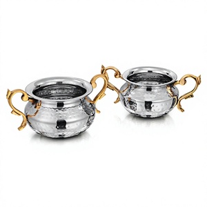 Meilleures ventes : Plat de service Punjabi Handi en acier inoxydable de 450 ml avec poignée en laiton soudée pour servir des plats chauds, du biryani, du curry - Product Image 2