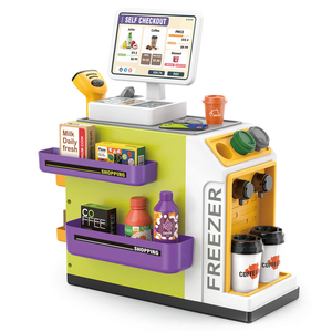 GIVELONG Carrito de Compras Multifuncional para Niños, <span class=keywords><strong>Juguete</strong></span> de Plástico con <span class=keywords><strong>Caja</strong></span> <span class=keywords><strong>Registradora</strong></span> y Características Realistas - Product Image 2
