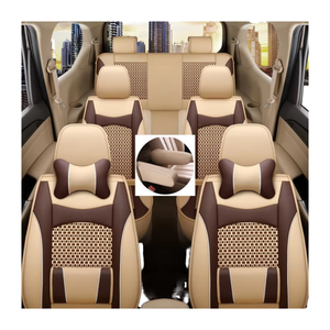 Venta al por mayor de fabricante directo, gran oferta, piel de dibujos animados, seda helada, juego de cojines para asiento de coche, tipo frontal hecho de material de cuero, red roja - Product Image 1