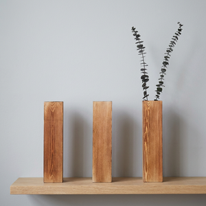 Wooden Tabletop Vase Set Minimalist Design Natural Material 4-6 Inch Diameter Decorative <b>Planters</b> - Product Image 4