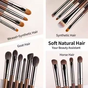 Brocha Grande para Sombras de Ojos, Brochas de Maquillaje Profesionales, Brocha para Difuminar Sombras, Pelo Natural de Cabra, Brocha Cónica Flexible para Sombras - Product Image 4