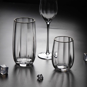 Verres à vin en cristal <span class=keywords><strong>transparent</strong></span> de luxe, gobelet élégant au design moderne avec bord doré pour bar ou mariage, verres à cocktail - Product Image 3