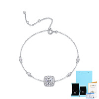Vente en gros de bracelets de haute qualité 1ct VVS D couleur émeraude moissanite charme couple bijoux fins bracelets pour femmes