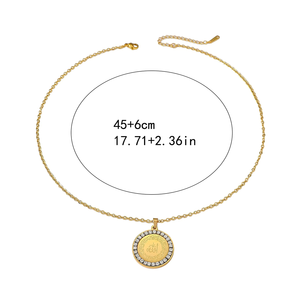  Collana Islamica Eid con Incisione Araba Allah, Gioielli alla Moda in Acciaio Inossidabile 316 Impermeabile con Zirconi - Product Image 6