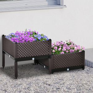 VERTAK 2-Piece Elevated <b>Planter</b> Box Set PP Material <b>Raised</b> Garden Bed with Drainage Holes for Balcony Patio Gardening - Product Image 1