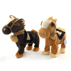 Electric soft pulling rope baby battery operated horse plush toy with ic