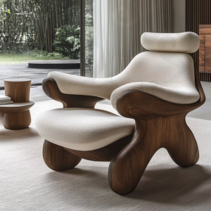 Poltrona Moderna <span class=keywords><strong>di</strong></span> <span class=keywords><strong>Design</strong></span> con Struttura in Legno Massello e Imbottitura Morbida <span class=keywords><strong>per</strong></span> Reception <span class=keywords><strong>di</strong></span> Hotel e Arredamento <span class=keywords><strong>Soggiorno</strong></span> - Product Image 3