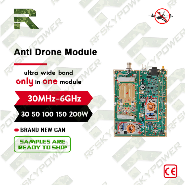 30-6000Mhz Wideband High Power Multi-Band SDR GaN RF Module 30w/50w/100w/150w/200w Anti FPV Module