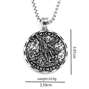Yunnique Collar con colgante de acero inoxidable para hombre, collar con diseño de Arcángel San Miguel, regalo, joyería, accesorio de moda - Product Image 5