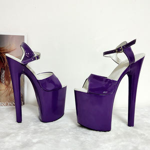 Sandales à talons super hauts pour femmes, escarpins hauts de 20 cm, bout étanches, pôle de danse, violet, nouvelle collection - Product Image 2
