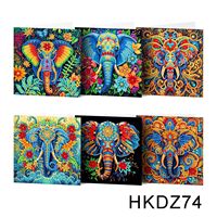 Kit de 6 cartes de vœux DIY à peindre au diamant, éléphant coloré, avec forets de forme spéciale, ensemble de cartes de bénédiction avec enveloppes