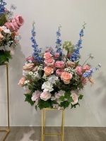 Fleurs artificielles bleu clair de haute qualité pour allée, décorations de centre de table de mariage colorées, décorations de table de mariage à domicile