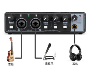 Interface Audio USB B-MD22P Professionnelle 2 Entrées 2 Sorties <span class=keywords><strong>Carte</strong></span> <span class=keywords><strong>Son</strong></span> d'Enregistrement <span class=keywords><strong>Studio</strong></span> pour Guitare - Product Image 4