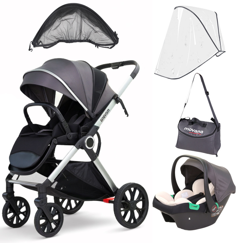Poussette 2 en 1 grise + siège auto