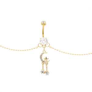 Chaîne de <span class=keywords><strong>nombril</strong></span> Xinfocus en acier inoxydable, motif lune et étoile, <span class=keywords><strong>piercing</strong></span> corporel, bijou de mode pour femmes et hommes – Grande Vente - Product Image 2