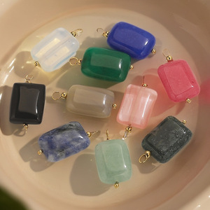 Handmade thép không gỉ bóng Pin đá tự nhiên Mặt dây chuyền quyến rũ cho DIY bông tai vòng cổ đồ trang sức làm dangles - Product Image 3