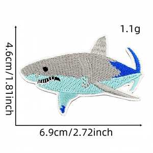 Parches Bordados Termoadhesivos para Entusiastas de la Pesca: Tiburón, Lubina, Atún - Product Image 3