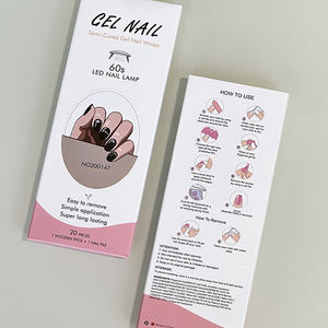 Tiras de uñas 3D UV /LED de larga duración Gel semicurado Envolturas de uñas perforadas en negro 20 dedos Pegatinas de uñas francesas Temperamento Suave - Product Image 1