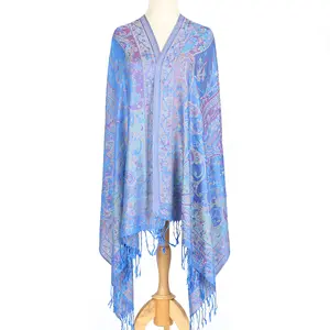 Großhandel Schlussverkauf ethnischer Stil Paisley Jacquard Damen Pashmina-Schal Schal hochwertiges individuelles Kaschmir mit modischem Tassel