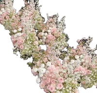 Rangkaian Bunga Mawar Sutra Realistis Berkualitas Tinggi Warna Biru Putih Pink untuk Dekorasi Pernikahan, Latar Belakang Pesta/Pelaminan