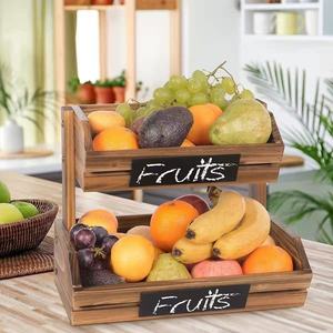 Wooden storage rack, multi-tiered fruit and vegetable <b>shelf</b>, solid wood dessert table, <b>desktop</b> sundries and cake display rack - Product Image 1