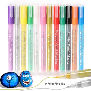 wholesale Indoor non toxic 12 18 24 36 48 colors fine brush acrylic paint tip markers