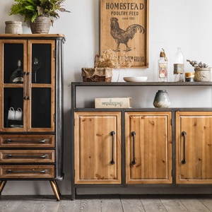 Wood Cabinet Storage Wooden Storage Cabinet Modern Minimalist Solid Wood Cabinet Living Room Wall Shoe Cabinet Multi-door Storage Cabinet Retro Old Storage Counter